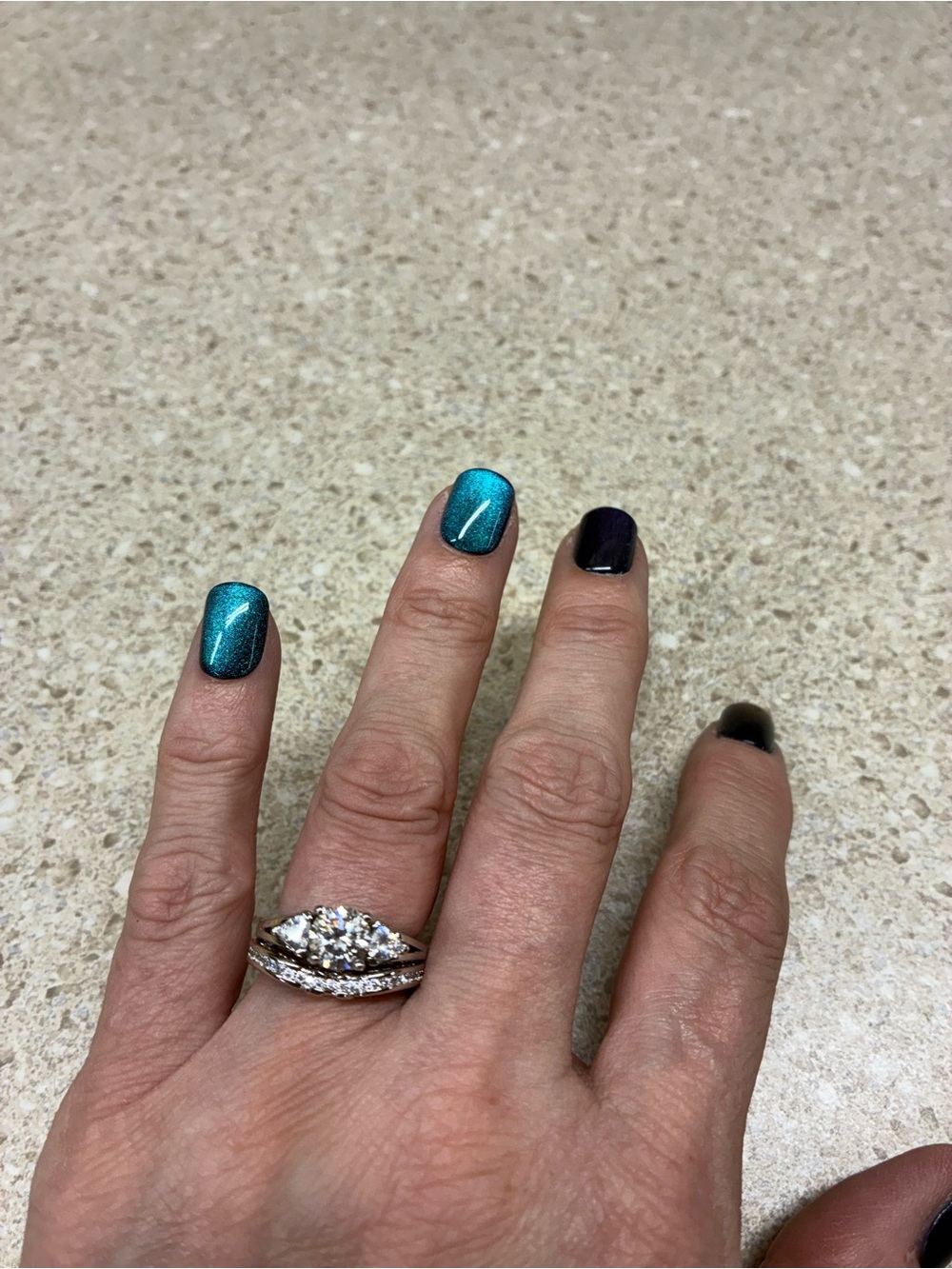 Elegant Marquise and Round Cut Bridal Ring Set in silver stamped 925